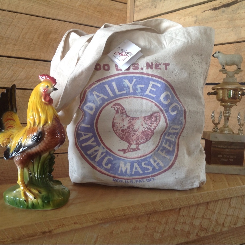 Canvas Tote Bag Chicken Rooster Shoulder Feed Bag